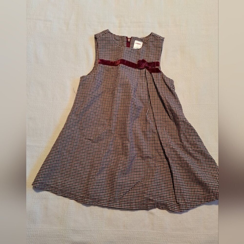 Gymboree girls size 3 3T Classic Holiday houndstooth lined zipper dress, VGUC